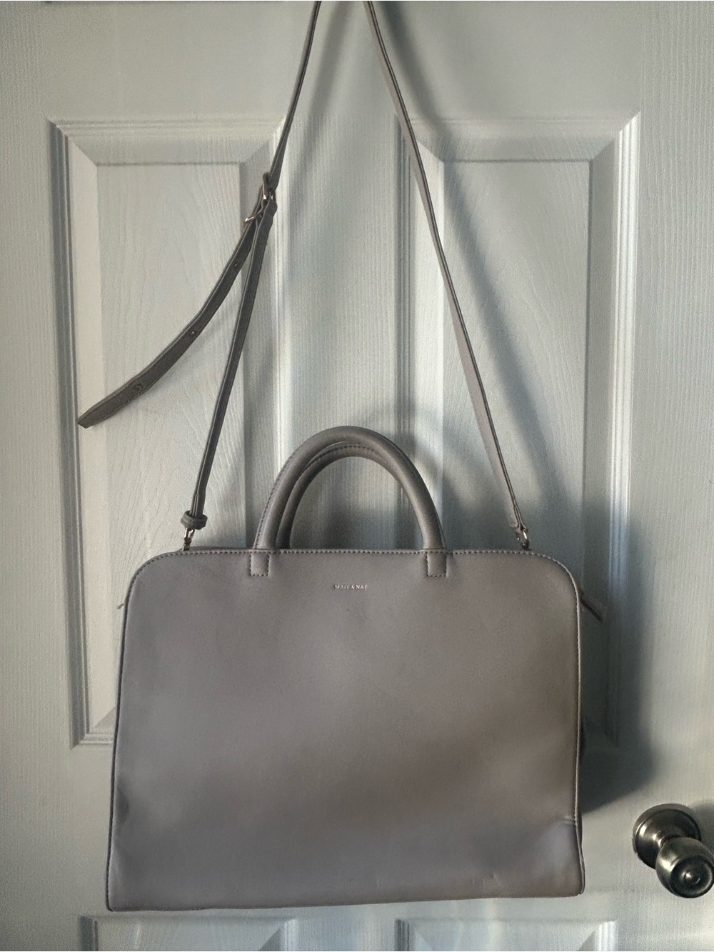 Matt & Nat Neutral Laptop Bag with Rose Gold Tone Hardware
